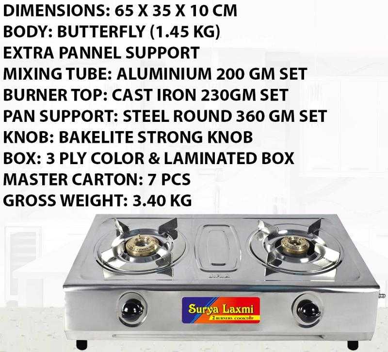 Yash 1.5 KG B/F VS2 C.I Pannel Support Coil Body M Stainless Steel Manual  Gas Stove (2 Burners) | Udaan - B2B Buying for Retailers