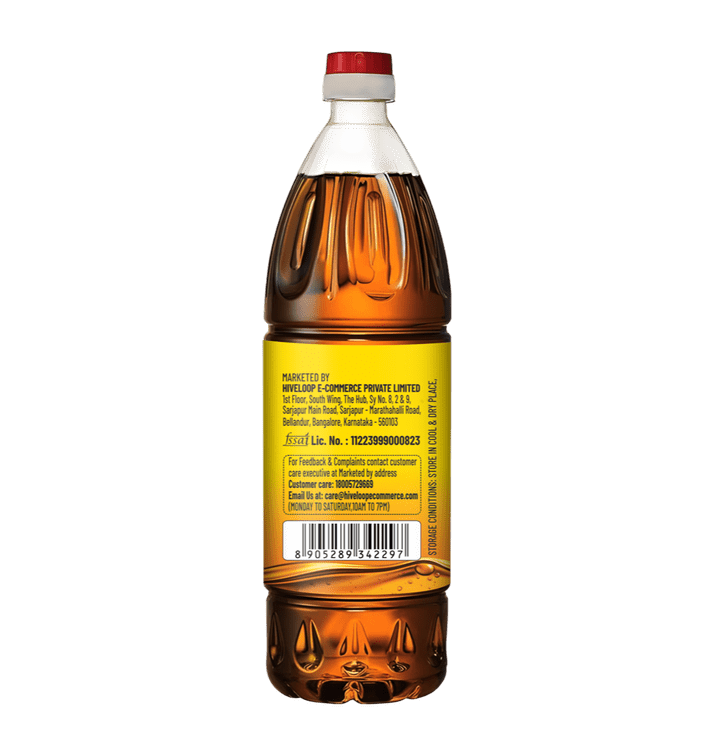 Vitadrop Mustard Oil 1L Bottle - Back View