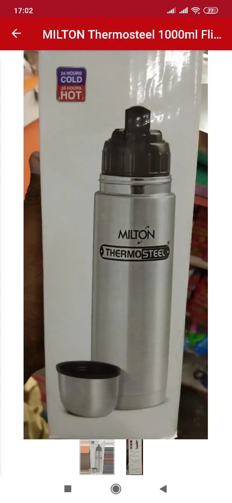 MILTON Thermosteel Flip Lid 1000 ML Flask (24hrs Hot & 24hrs Cold