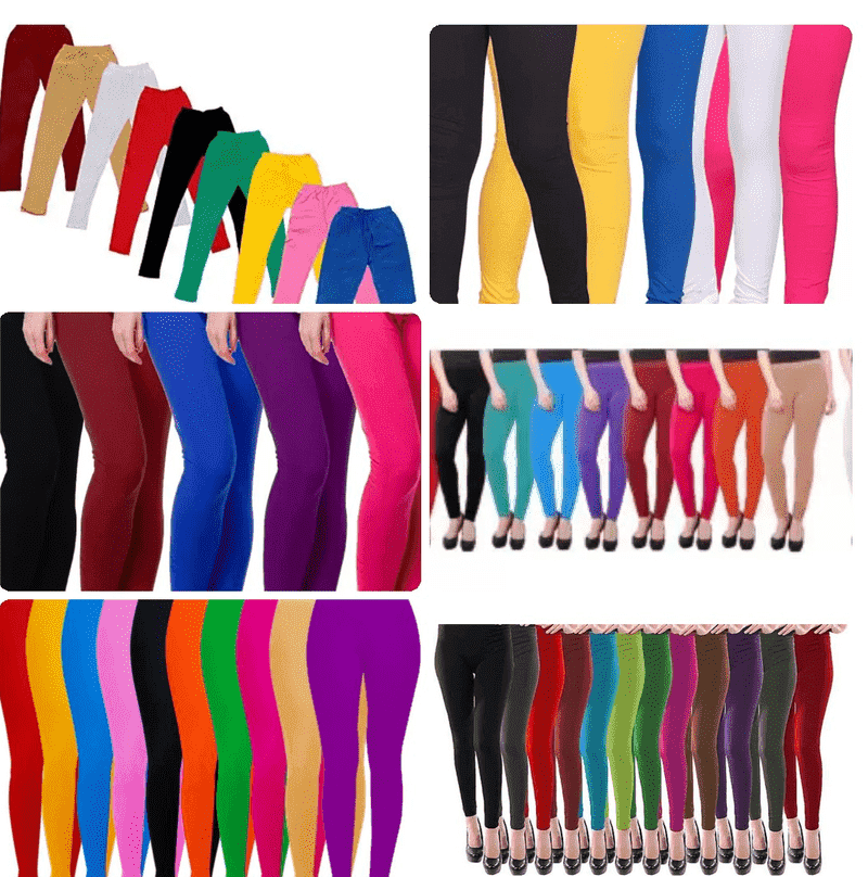 AFRA Stylish Smooth Soft Attractive Plain Pure Cotton Daily Wear Ankle  Length Leggings For Girls (Combo) - Multicolour (4 in 1)