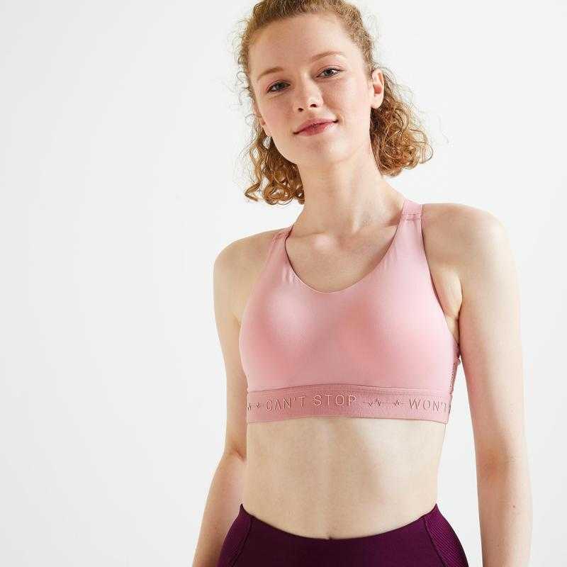 Decathlon Polyester Printed Non Padded Sports Bra for Women