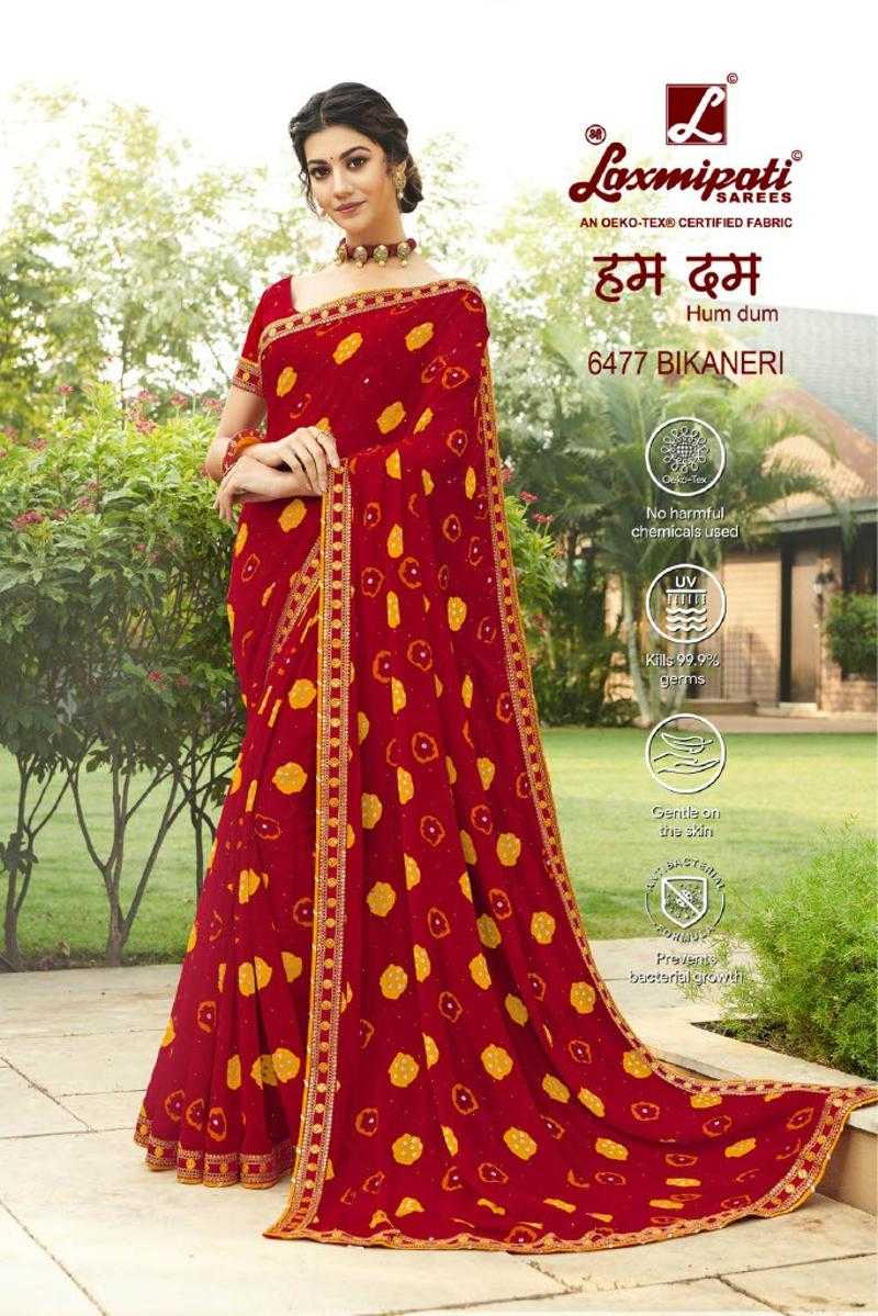 Laxmipati Chiffon Bandhani Saree Saree HUM DUM Set Of 12 Udaan