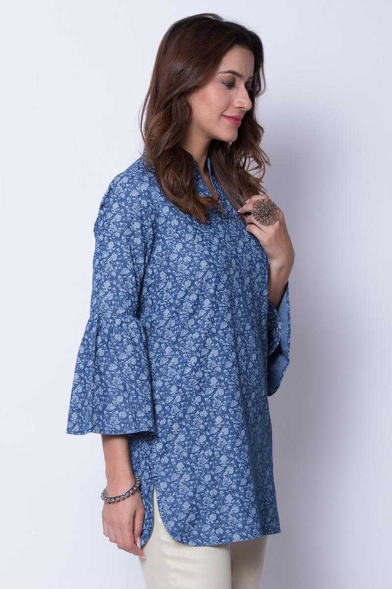 Biba Cotton Printed Short Kurti Tunic Straight Kurti for Women