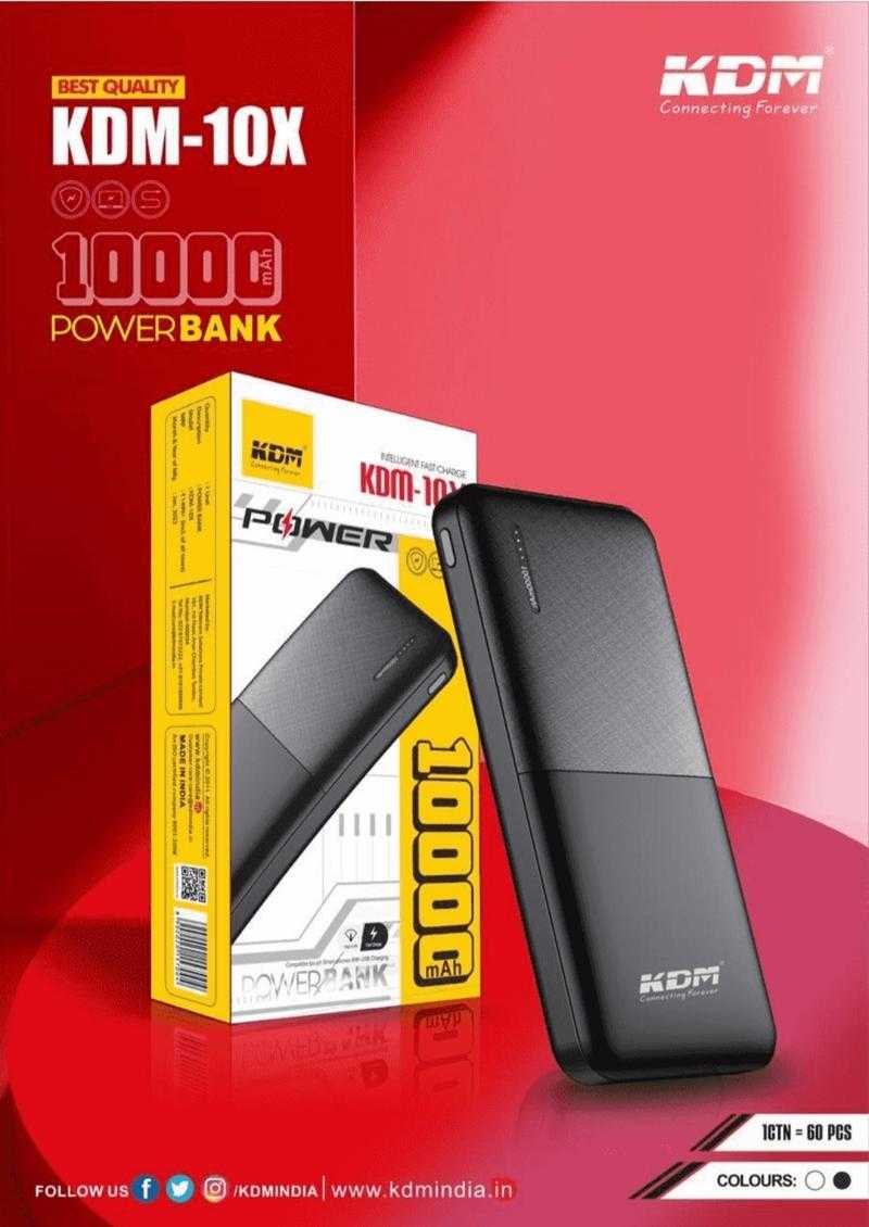 KDM 10000 mAh 5 W Power Bank Price in India - Buy KDM 10000 mAh 5 W Power  Bank online at