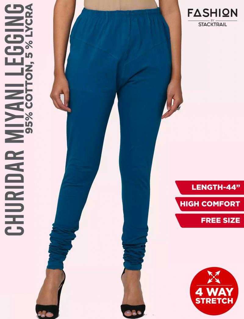 Fashion By Stacktrail Cotton-Lycra 4-Way Ruby Cut / V-Cut Solid / Plain Churidar  Legging for Women Set Of 2, FBSWELEC2207MLot-15