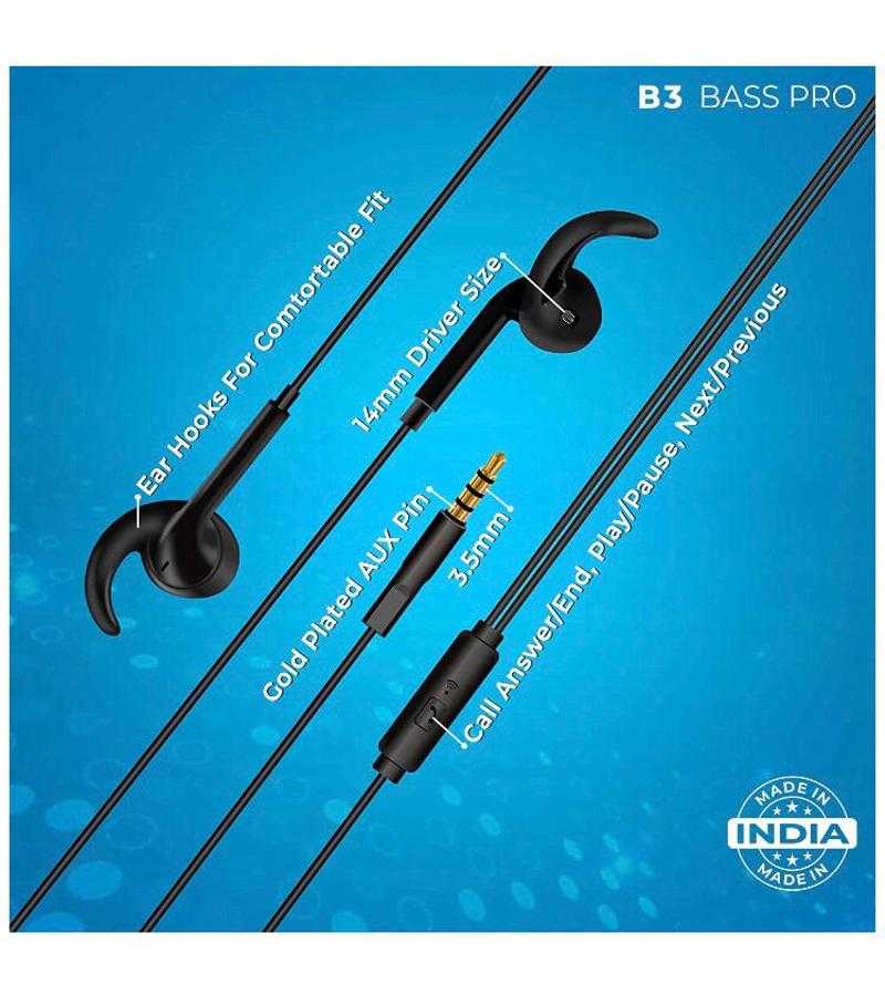 Foxin Bass Pro B3 Wired In the Ear With mic Yes Black Udaan