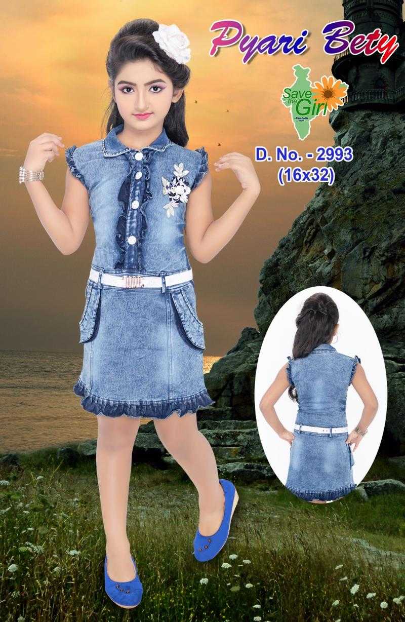 Pyari Bety Half Sleeves Party Wear Denim Denim Frocks for Girls Set Of 3   Udaan  B2B Buying for Retailers