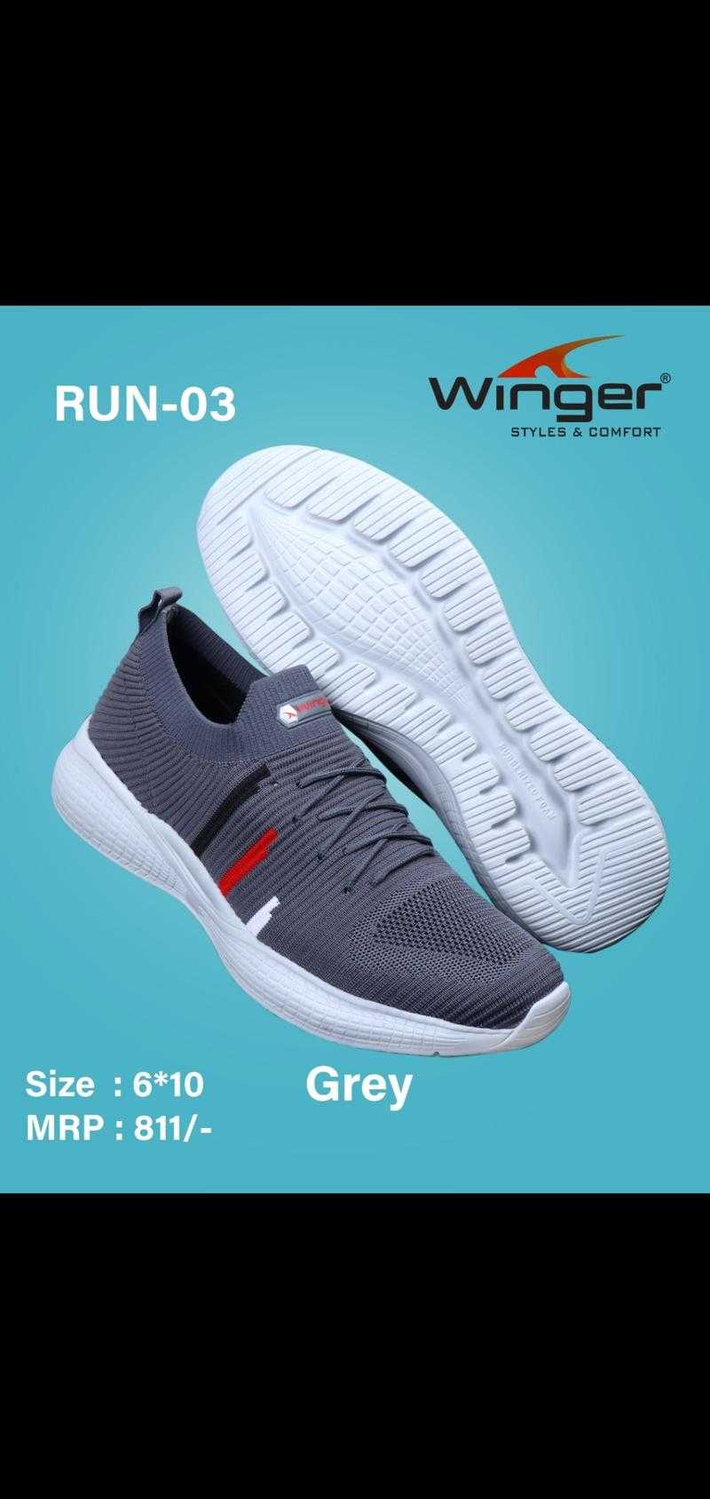 Winger Running Shoes Faux Leather Sports Wear Sport Shoes Grey 7