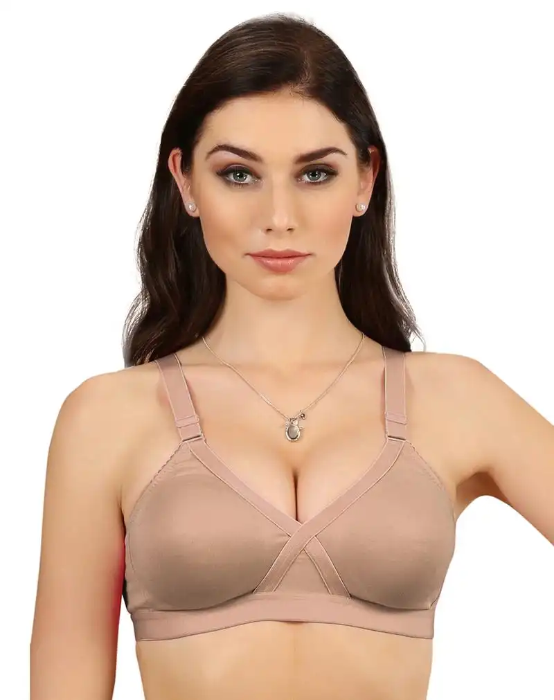 Women's Non-Padded Wirefree T-Shirt Bra with Double Layered Cups