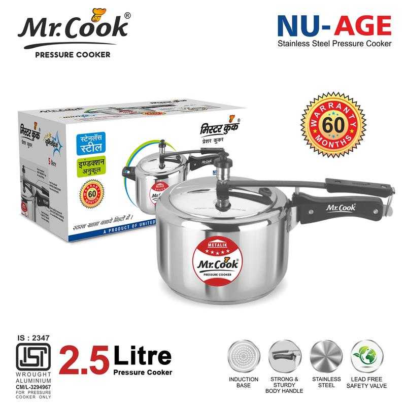 Mr.Cook Nu Age 2.5 L Stainless Steel With Induction Base Pressure