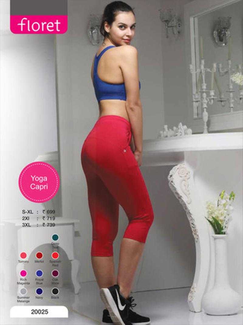 Floret Cotton Logo Print Straight Regular Capri for Women