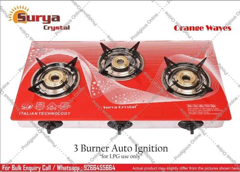 Surya Crystal Crystal Stainless Steel Automatic Gas Stove 3
