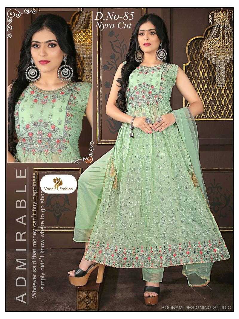 Vaani Fashion Georgette NAYRA CUT SUIT for Women Set Of 3, 85L ...