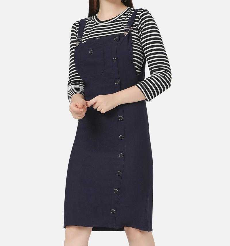 Knee length deals dungaree dress