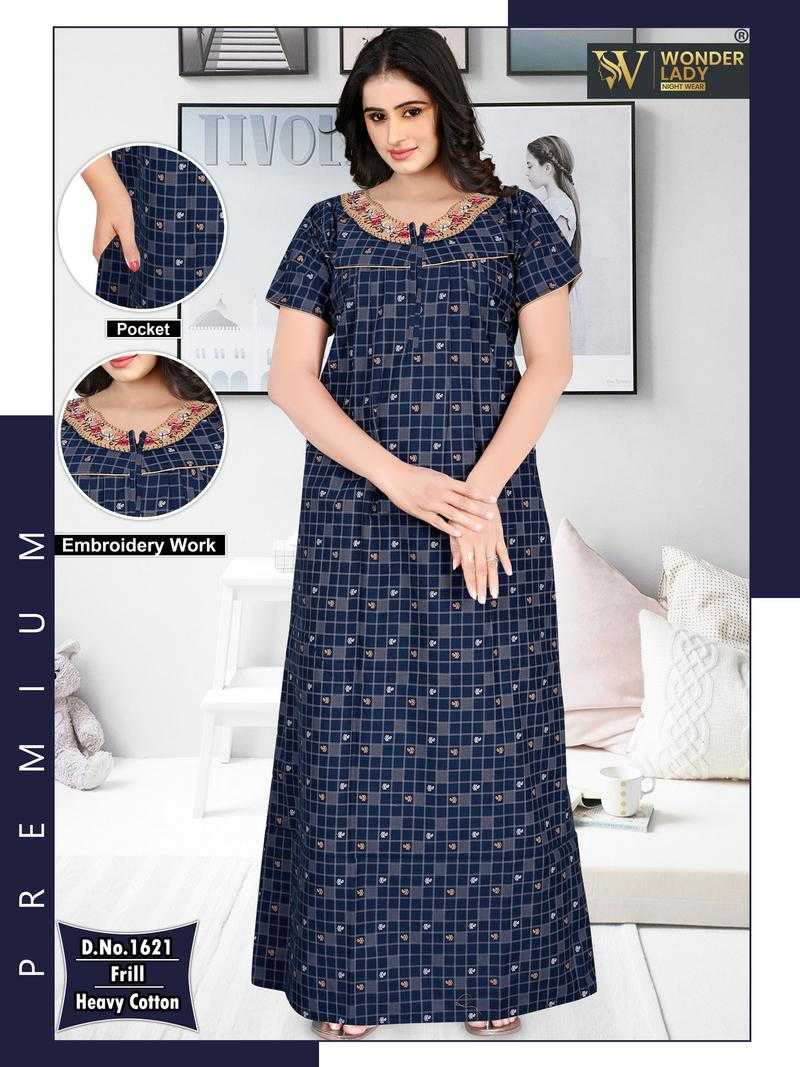 Wonder Lady Cotton Round Neck Printed Medium Flare NightGown for