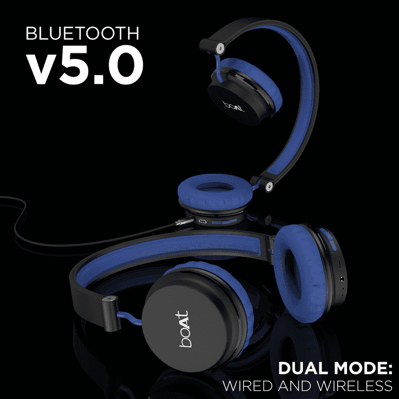 Boat Rockerz 410 Wireless Bluetooth On the Ear Black Blue