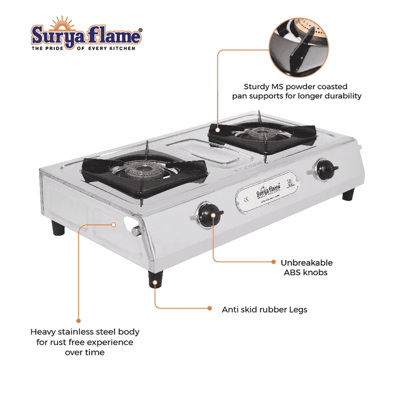 Gas stove 2 burner surya top