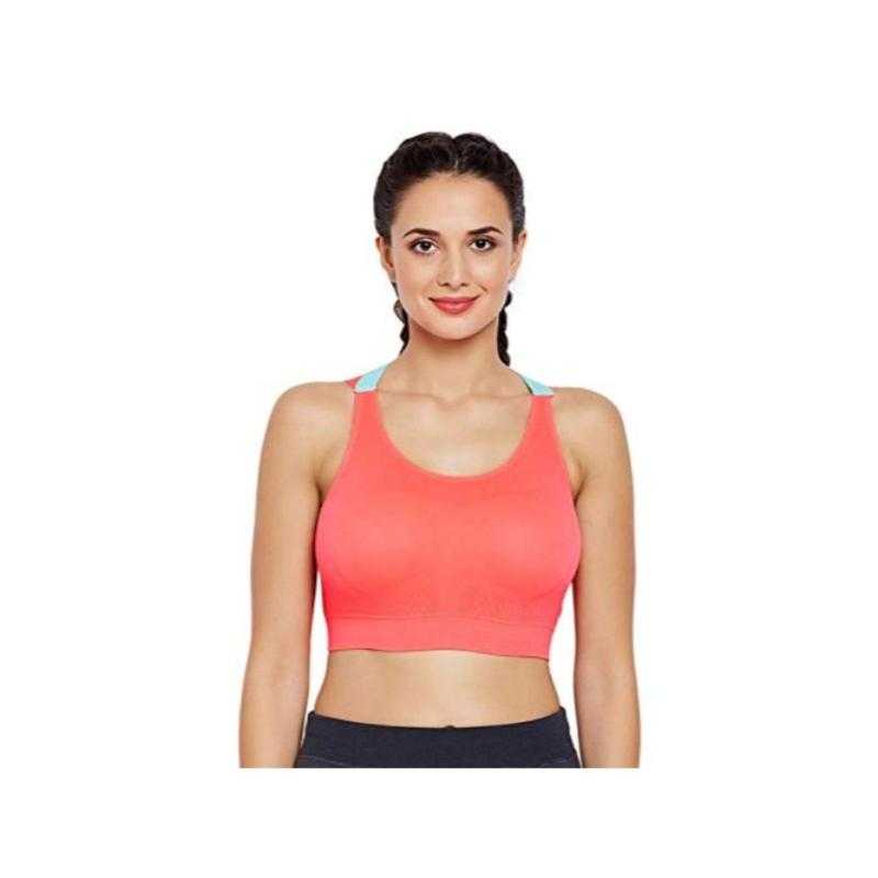 Sports bra with crossed straps in red for girls and women