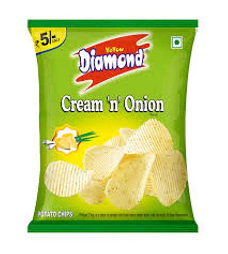 Yellow Diamond Cream n Onion Chips Rs.5 15g Pack of 1 Set of 14