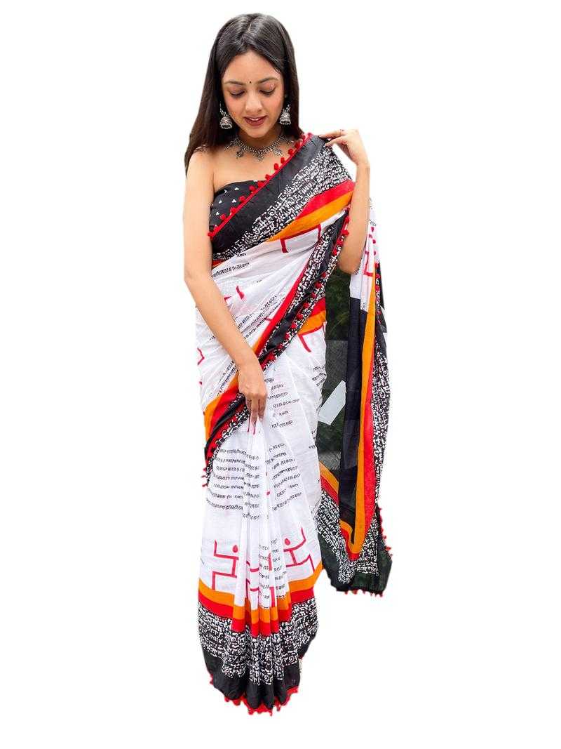 Women's Printed Handloom Pure Cotton Saree