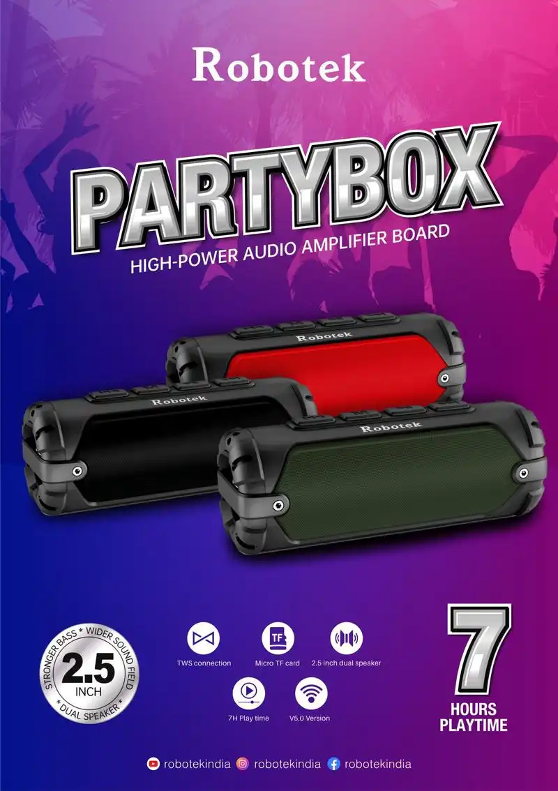 Robotek Partybox 10 W Bluetooth Party Speaker Multicolor 2.0
