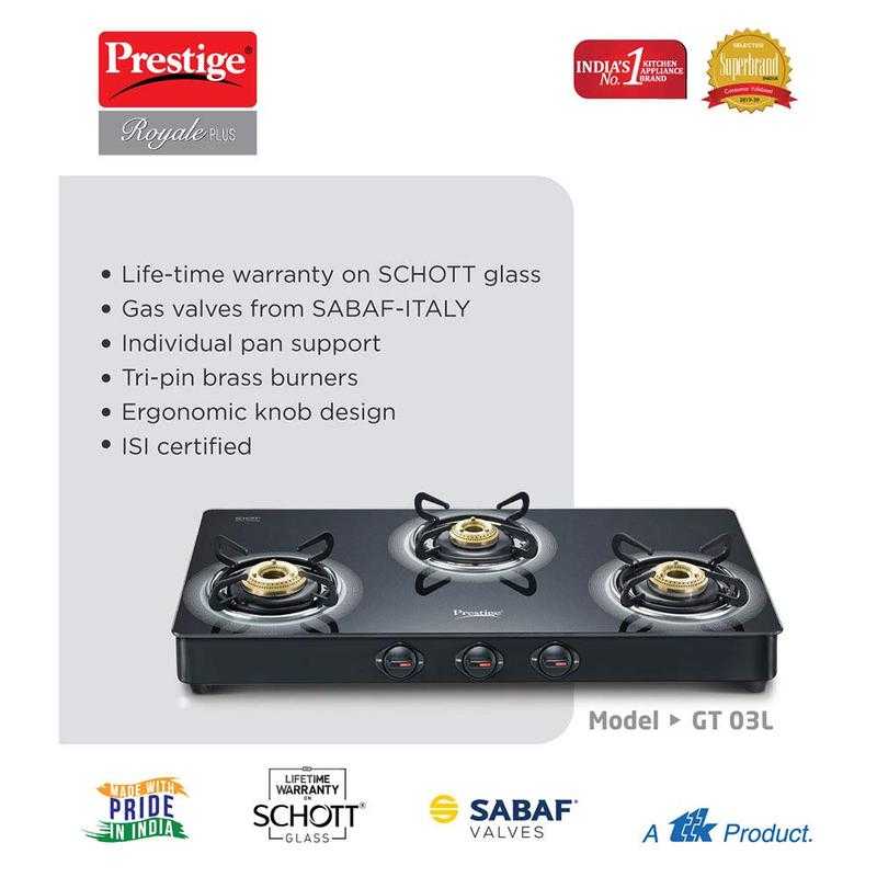 Prestige royale plus 3 burner gas stove best sale