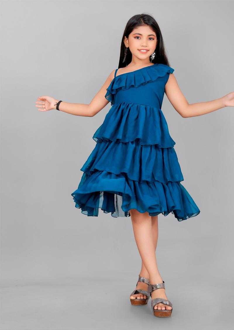 Apnisha Girls Georgette Fit Flare Dress K Pari Blue28 Udaan