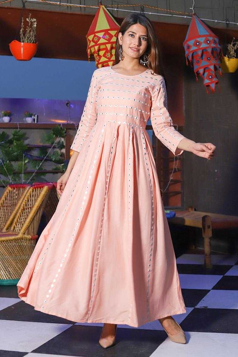 saanvi collection Rayon Mirror Work Ankle Length Anarkali