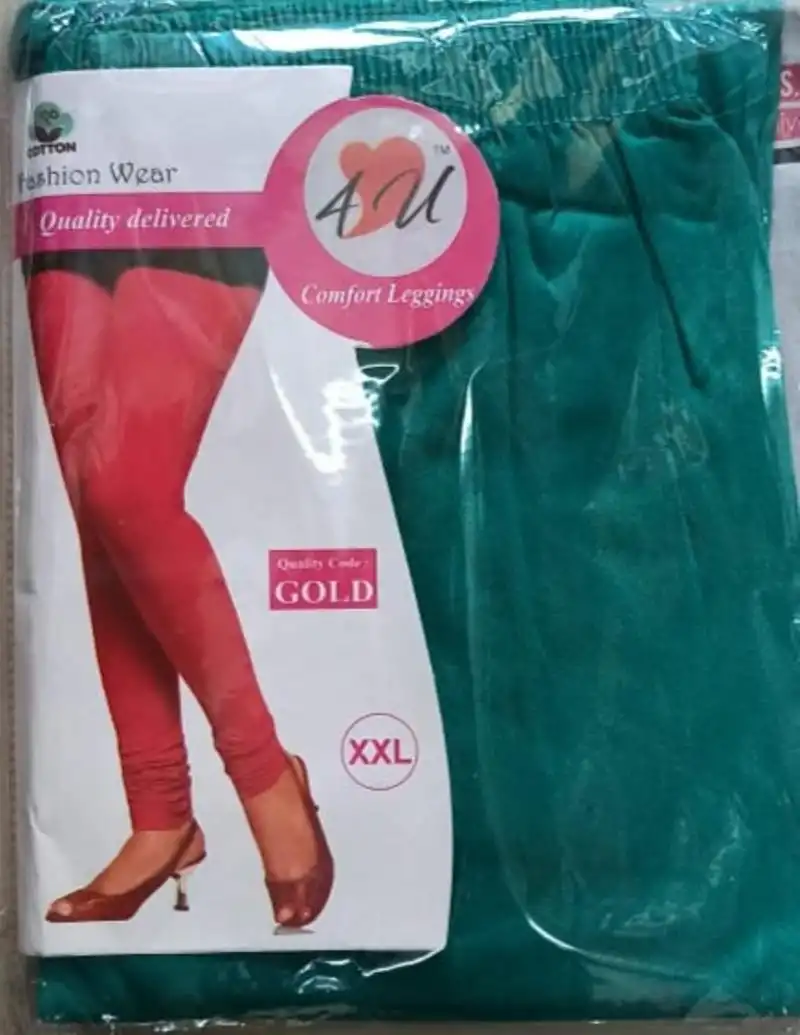 4U Pure Cotton 2-Way Normal Cut Solid / Plain Churidar Legging for Women