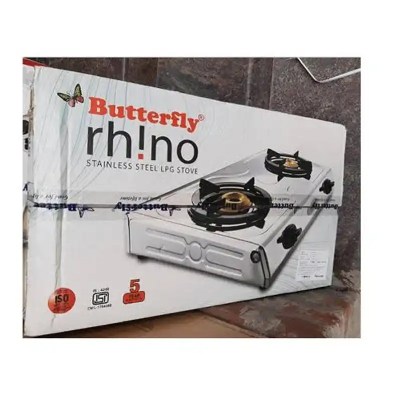 Butterfly Rhino 2 Burner Stainless Steel Manual Gas Stove 2