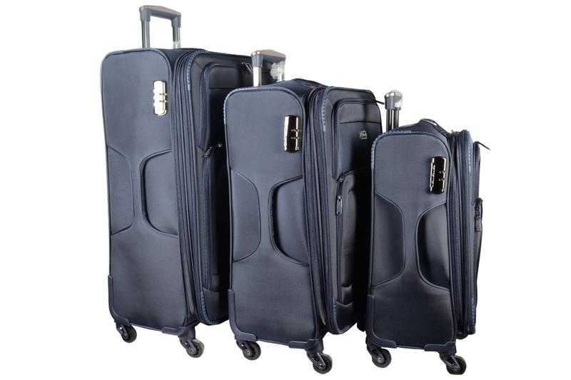 Aeroclub Soft Body Suitcase and Trolley Bag (Set of 3, Navy blue) Set Of 3