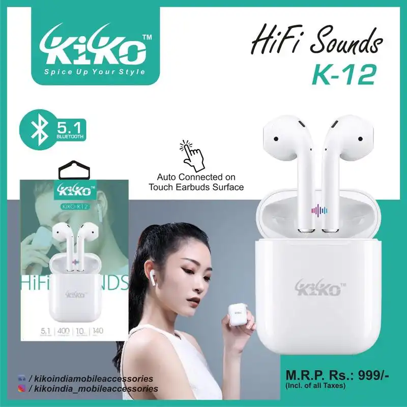 Kiko K-12 Wireless / Bluetooth In the Ear (With mic - Yes, White)