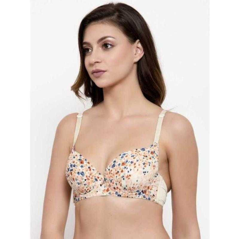 BRAZONE Poly Cotton Floral Lightly Padded Push-Up Bra for Women Set Of 4,  691-BEIGE