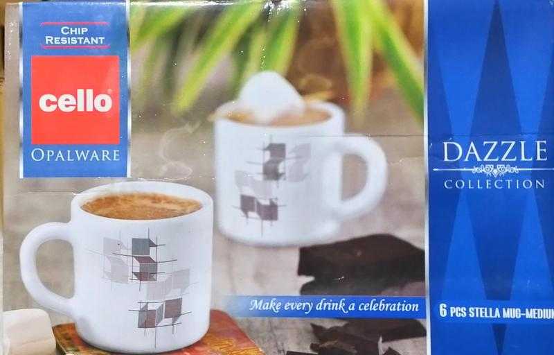 Cello Opalware Tea/Coffee Cup Medium (Set Of 6Pcs)