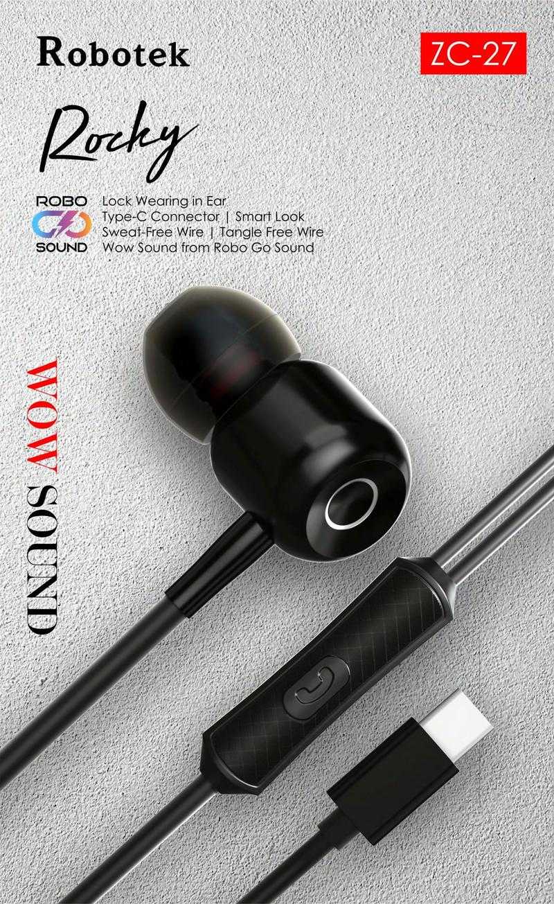 Robotek ZC 27 Wired In the Ear With mic No Black Udaan