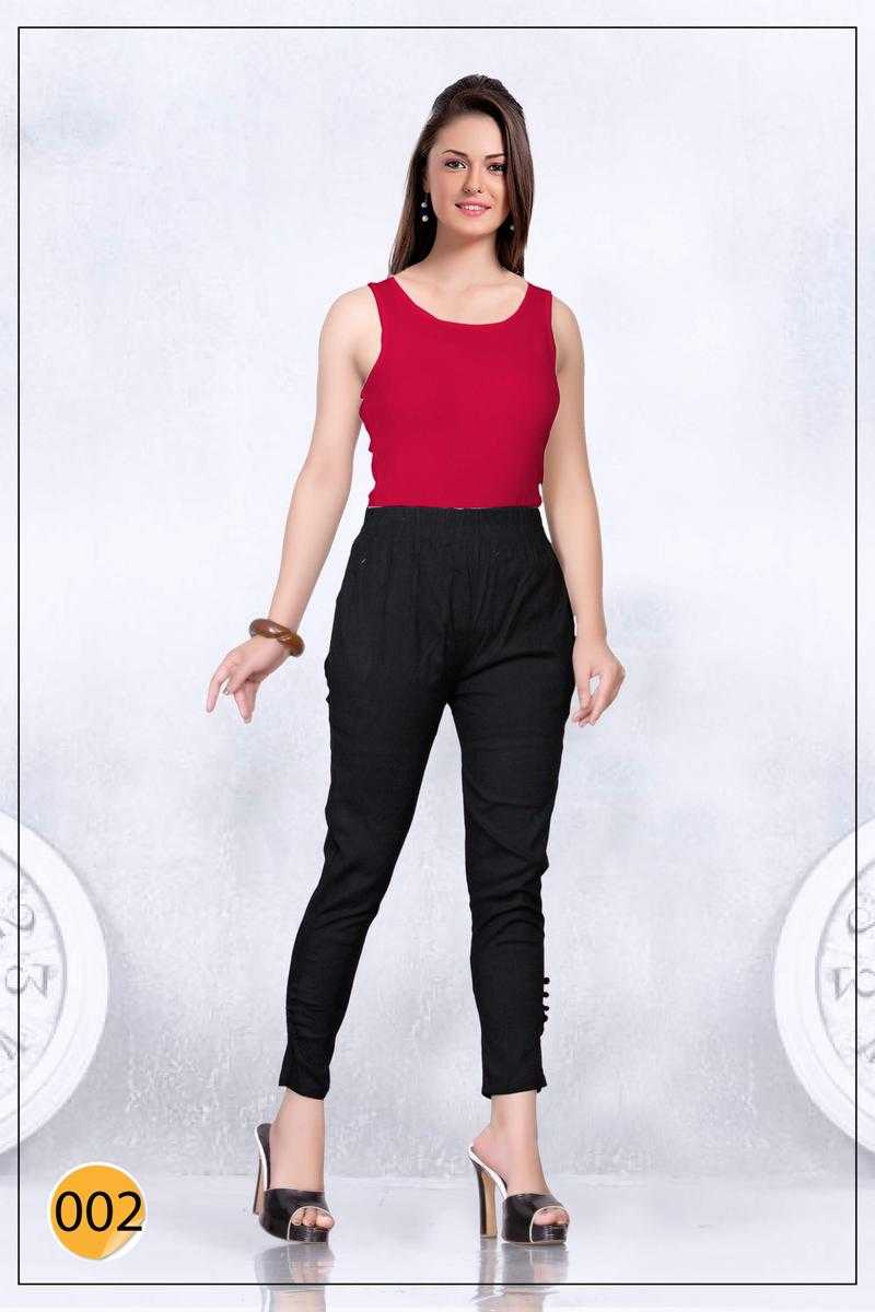 Shop Black Solid Cotton Lycra Pants For Women