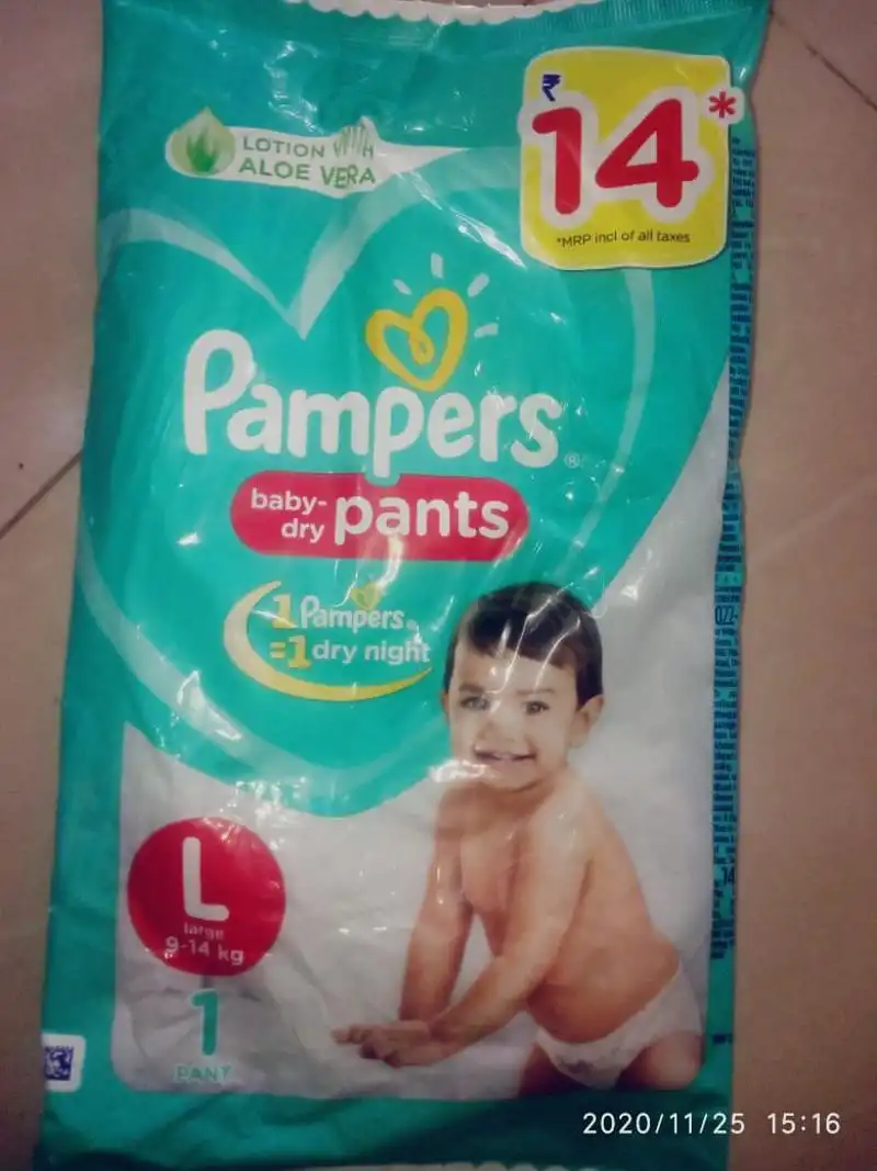 Pampers Baby Dry Pants Pant Diapers L (1 Pieces, Pack of 1) (Set Of 100)  (MRP 14.00 Rs)