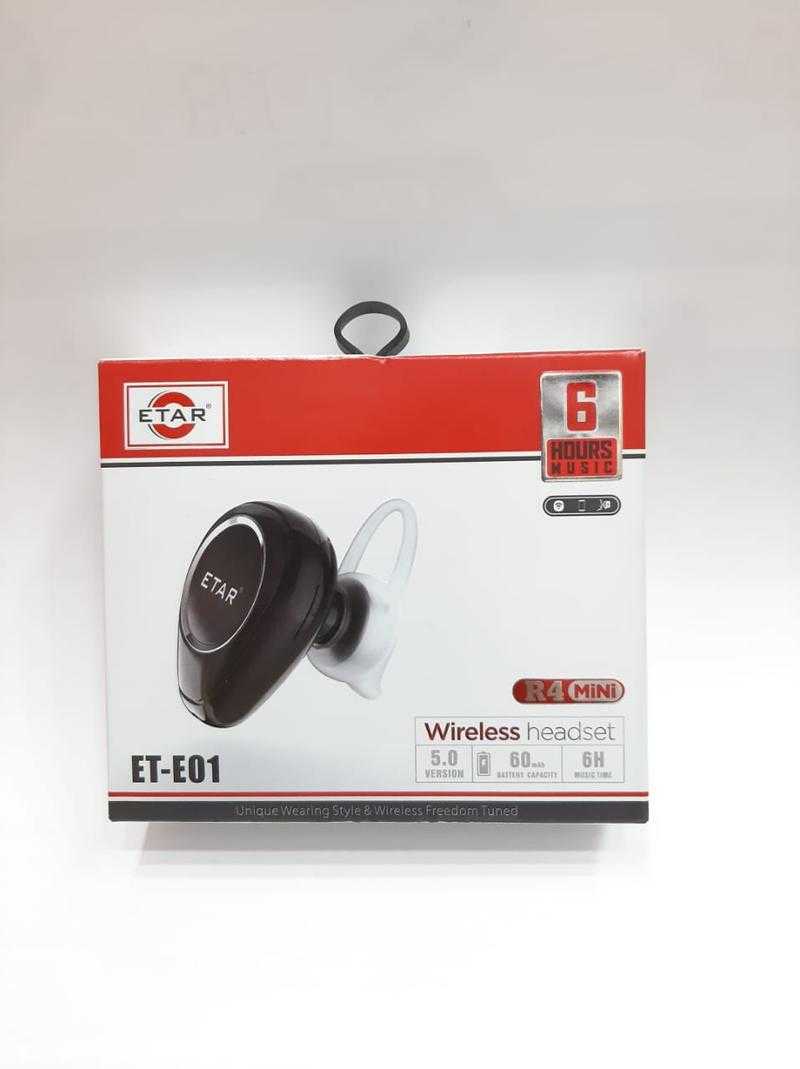 Etar WT E01 Wireless Bluetooth In the Ear With mic Yes Black