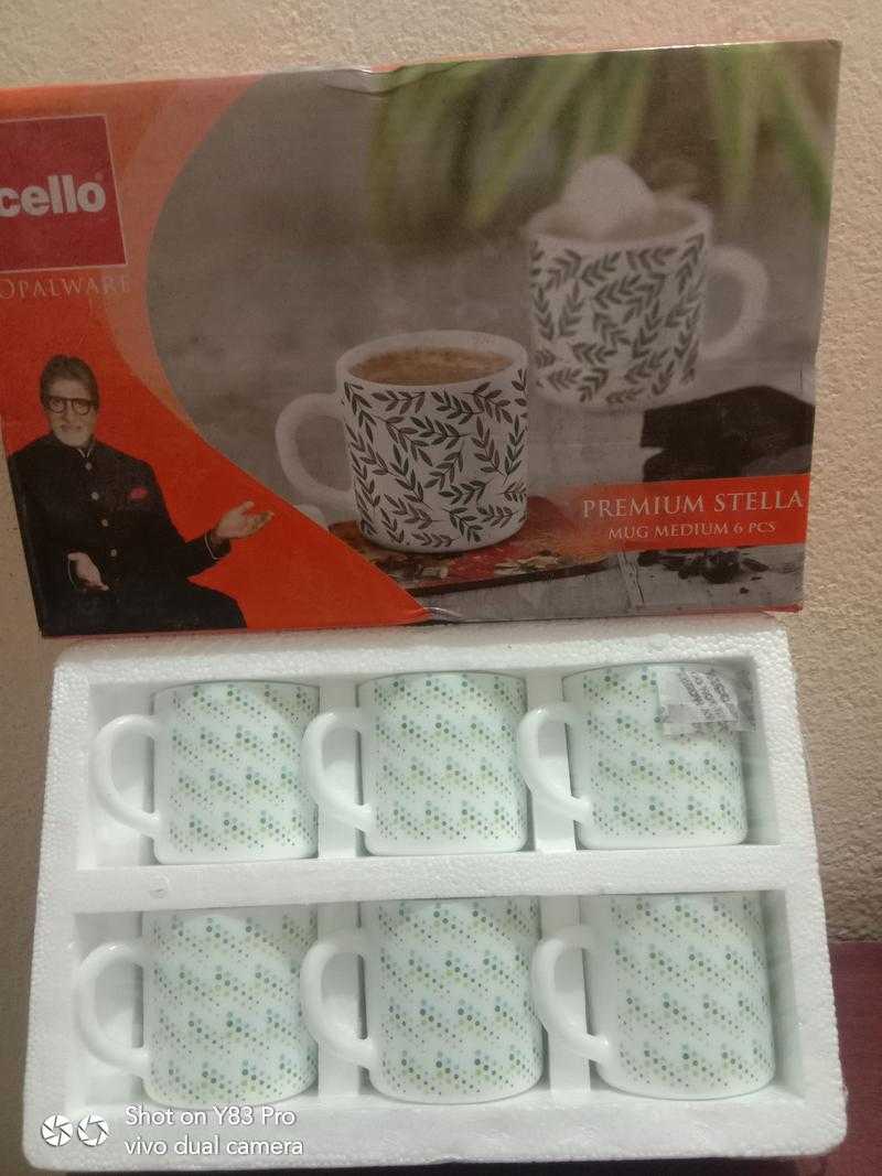 Cello Opalware Tea/Coffee Cup Medium (Set Of 6Pcs)