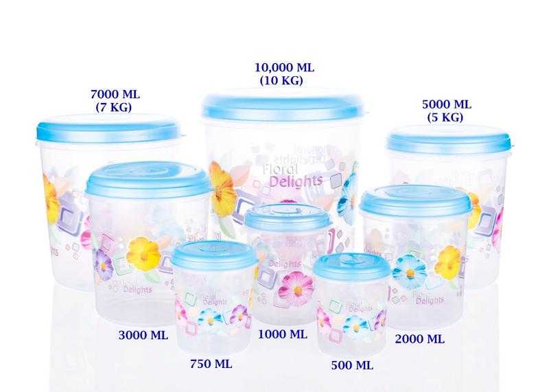 Plastic 5,7 & 10kg Big Container Set, 10000 mL