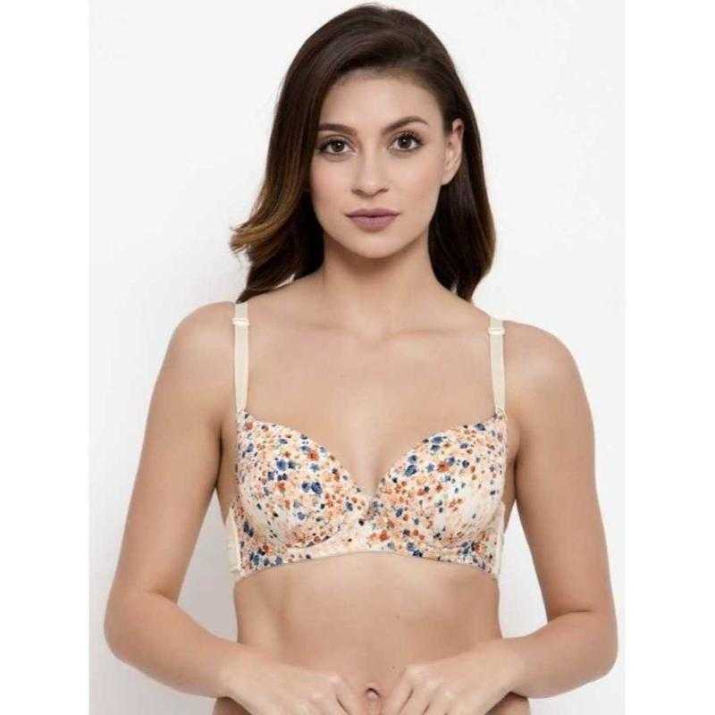 BRAZONE Poly Cotton Floral Lightly Padded Push-Up Bra for Women