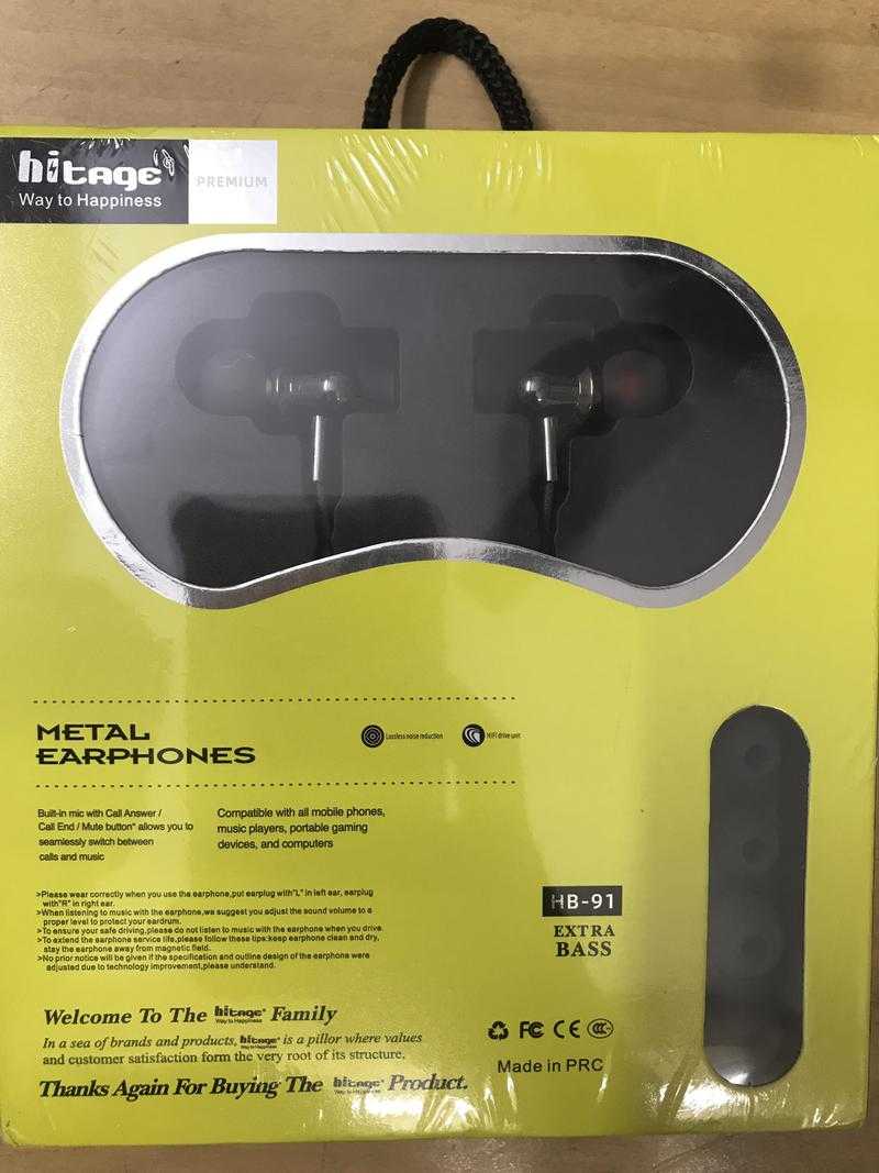 Hitage HB 91 Wired In the Ear With mic Yes Black Grey