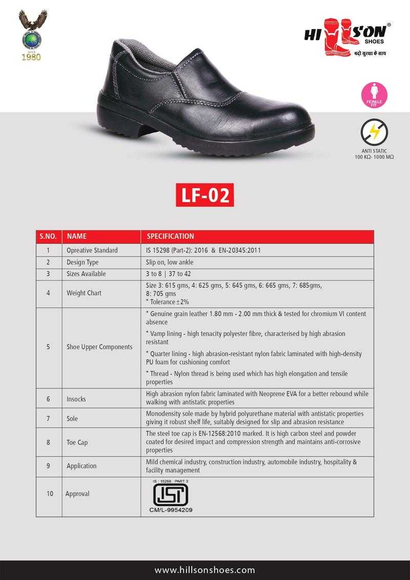 Hillson Hillson LF02 ISI Approved Steel Toe Ladies Steel Toe Shoe