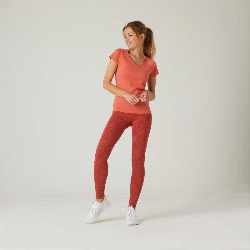 Decathlon Synthetic Strechable Ruby Cut V Cut Printed Yoga