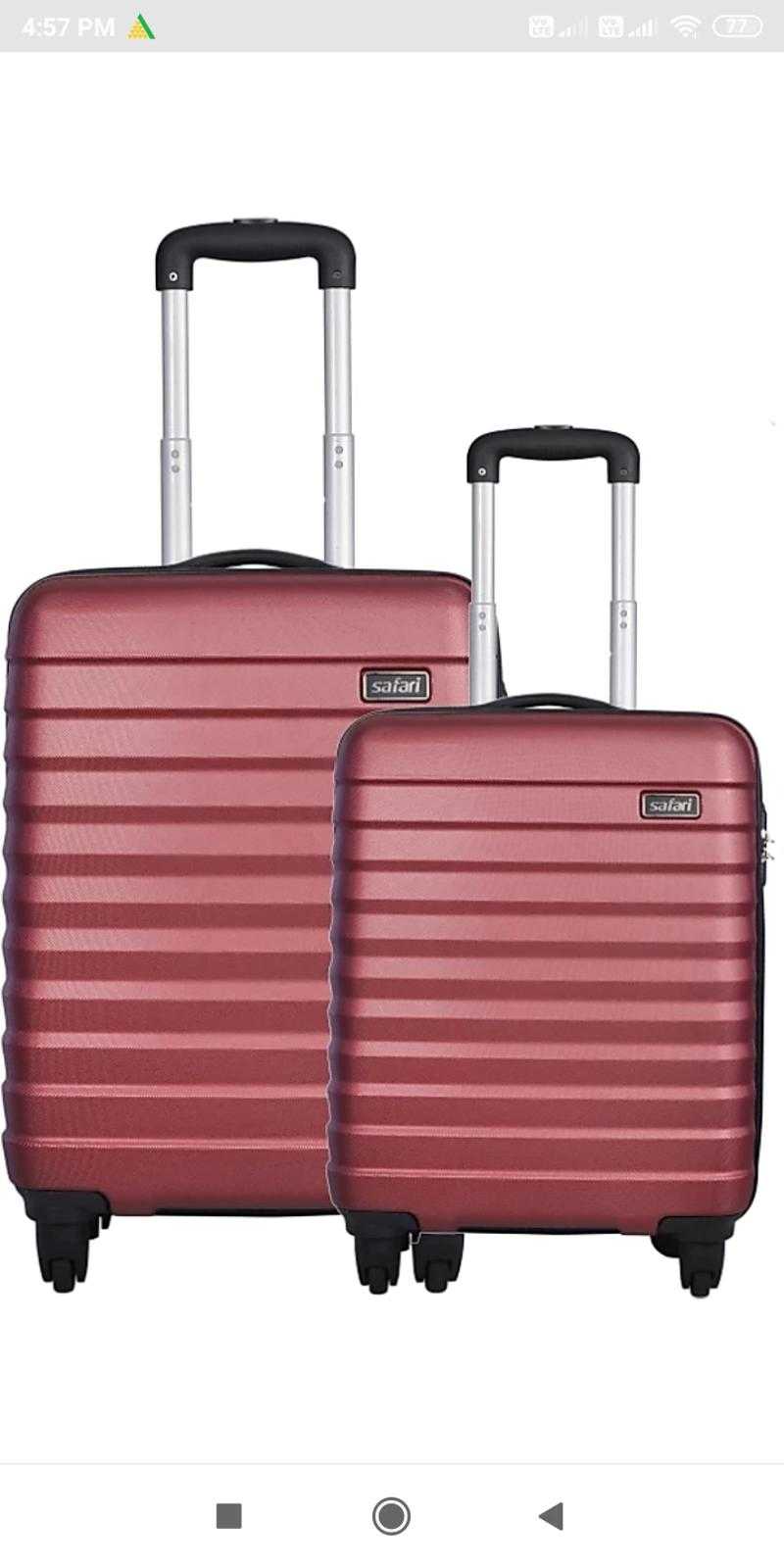 Red Safari Luggage Trolley Bag