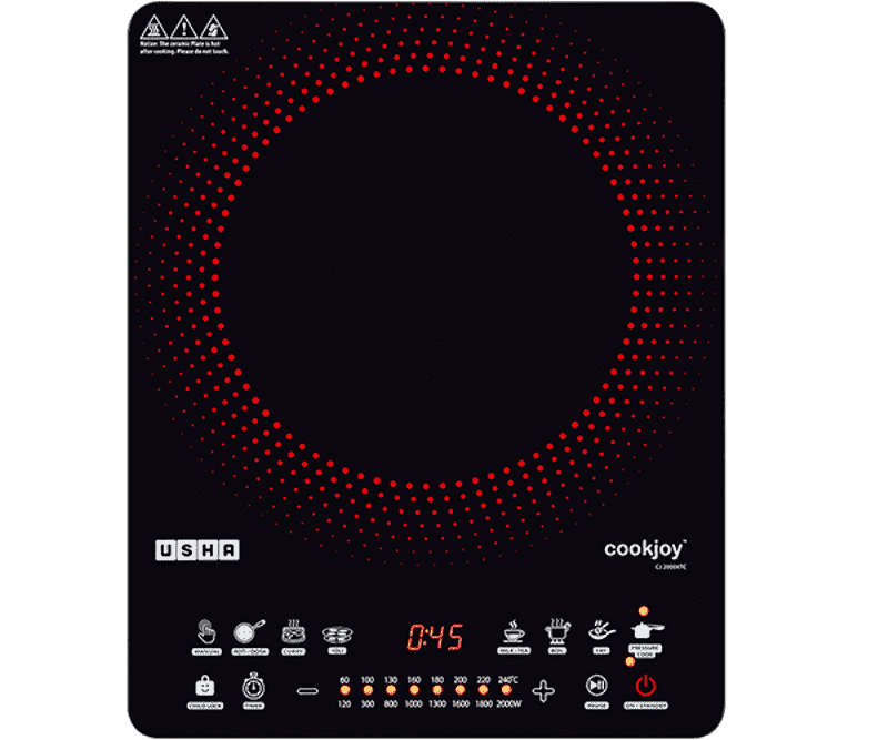 Usha CJ2000XTC Induction Cooktop 2000 W Touch Panel Set Of 4