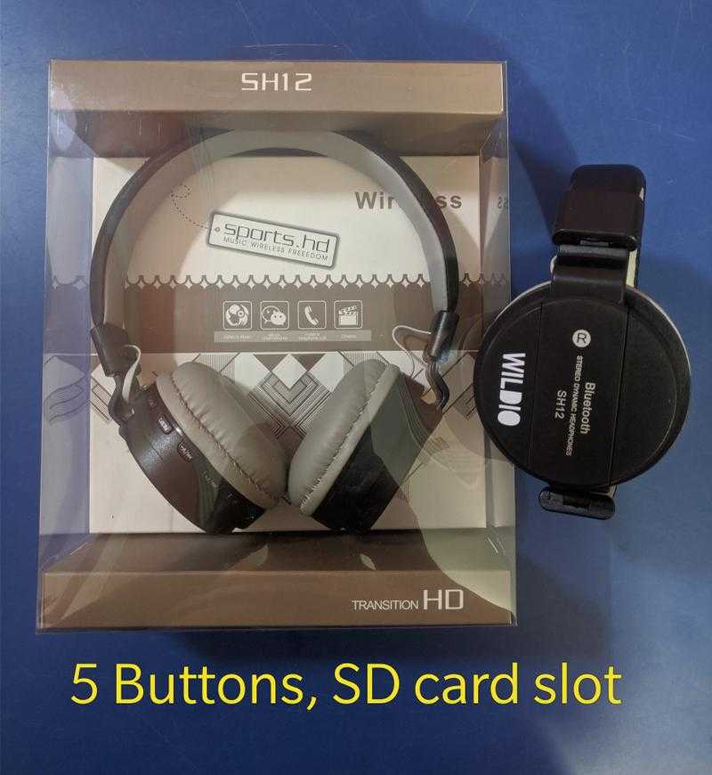Wildio SH12 Wireless Bluetooth On the Ear With mic Yes Black