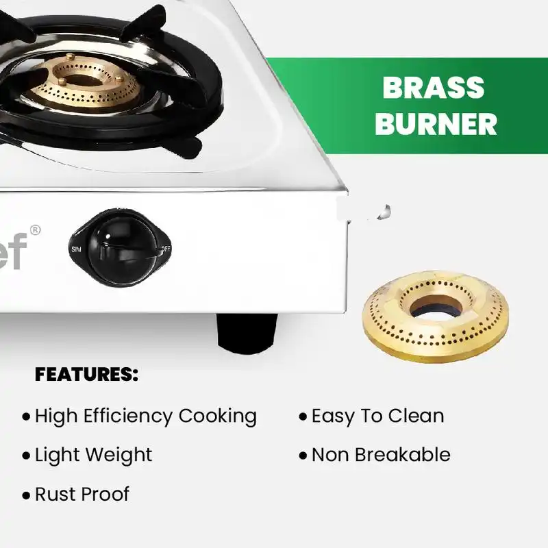 Greenchef Slim Stainless Steel Manual Gas Stove 3 Burners