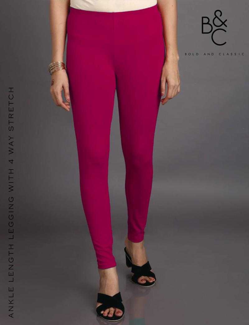 B&C Bold And Classic Cotton-Lycra 4-Way Normal Cut Solid / Plain Ankle  Length Legging for Women
