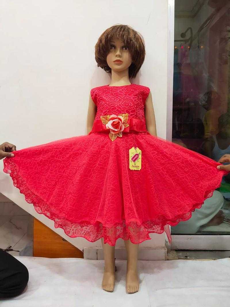 Red colour barbie frock store